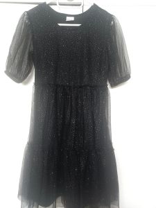 Kids Costumes to Hire - Black dress with net sleeves - 13 Years - GIRLS